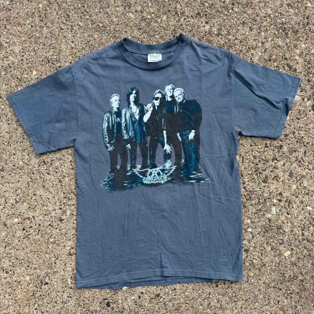 Vintage 2001 Aerosmith Blue Just Push Play Rock Band Tour T Shirt